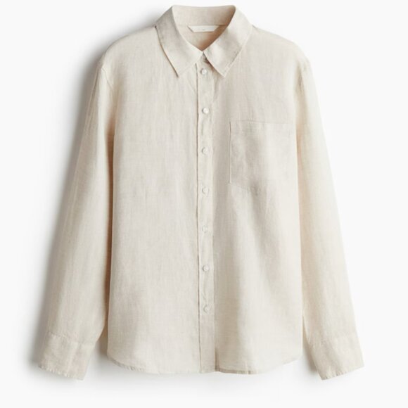H&M Premium Linen & Cotton Blend Button Down Shirt XS - NEW - Picture 10 of 14
